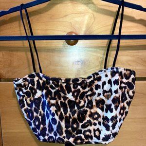 Velvety Leopard Print Super Crop Tank Top